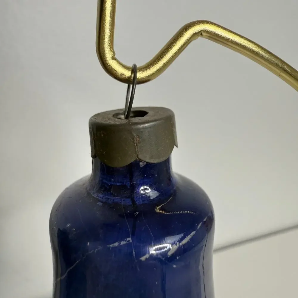 VTG Lot of 2 Mercury Glass Bell Ornaments Blue Made in US of A Silvered Pre War